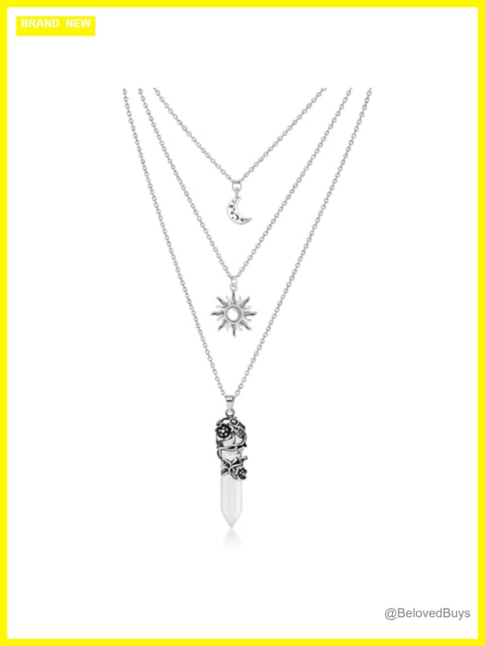 3-Piece Layered Crescent Moon Choker Necklace Set Silver-Tone Zinc Alloy